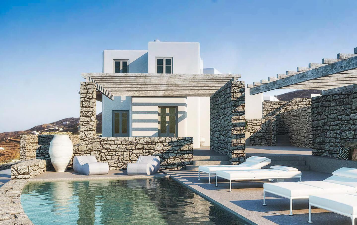 Μύκονος μοντέρνες βίλες 400 τ.μ προς πώληση